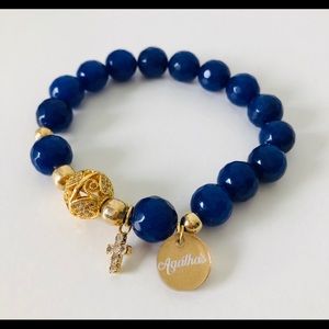 Stretch bracelet with agate stone and gold